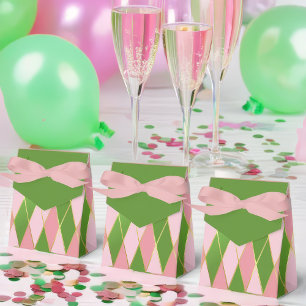 Customisable Pink and Green Argyle Favour Box