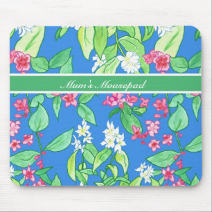 Customisable, Pink and White Blossom Mousepad