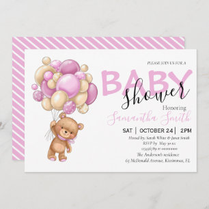 customisable pink baby shower invitations