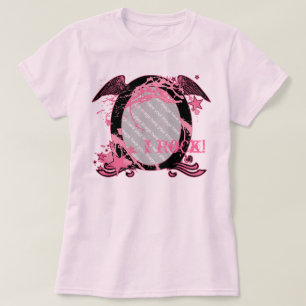Customisable Pink & Black Rocker Photo T-shirt