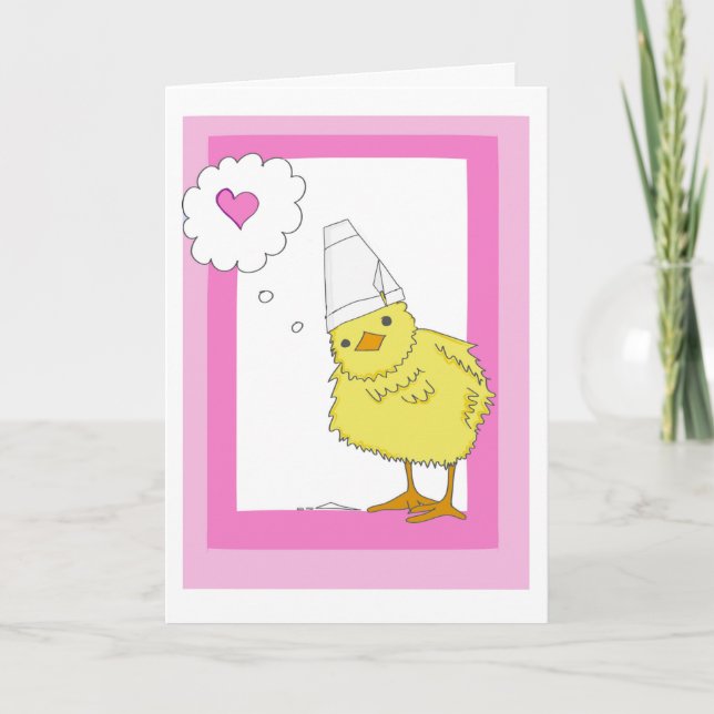 Customisable Pink Chicken Valentine’s Day Card (Front)
