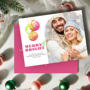 Customisable Pink Christmas Postcards with Photo