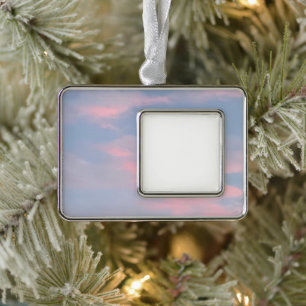 Customisable Pink Clouds Silver Plated Framed Ornament