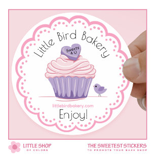 Customisable Pink Cupcake Bakery Classic Round Sticker