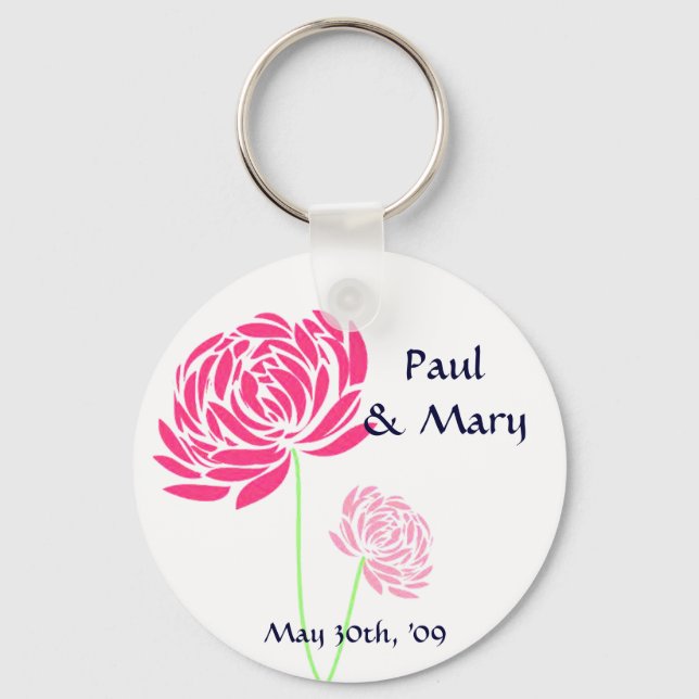 Customisable Pink Flower Key Ring (Front)