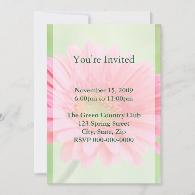 Customisable Pink Gerber Daisy Invitations (Front)