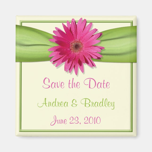 Customisable Pink Gerbera Daisy Monogram Magnet (Front)