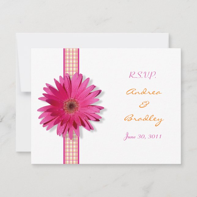 Customisable Pink Gerbera Daisy Response Card (Front)