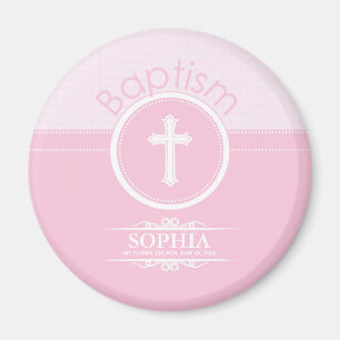 Customisable, Pink Girl Child of God Baptism Magnet