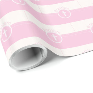 Customisable, Pink Girl Child of God Baptism Wrapping Paper