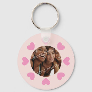 Customisable Pink Heart Photo Key Ring