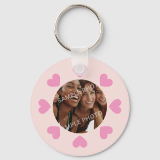 Customisable Pink Heart Photo Key Ring