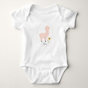 Customisable Pink Little Llama Baby Bodysuit