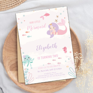 Customisable Pink Mermaid Birthday Invitation