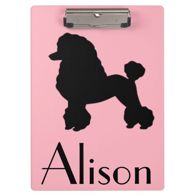 Customisable Pink Poodle Clipboard (Front)