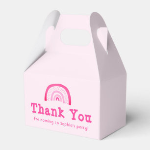 Customisable Pink Rainbow Thank You Birthday Party Favour Box