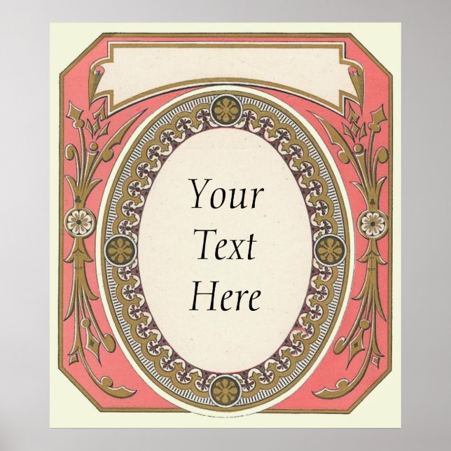 Customisable Pink Vintage Border Poster (Front)
