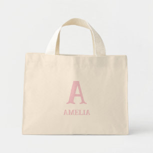 Customisable Pink Vintage Monogram Easter Heirloom Mini Tote Bag