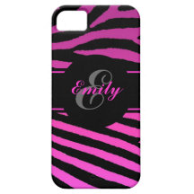 Customisable pink zebra stripes iphone 5 case
