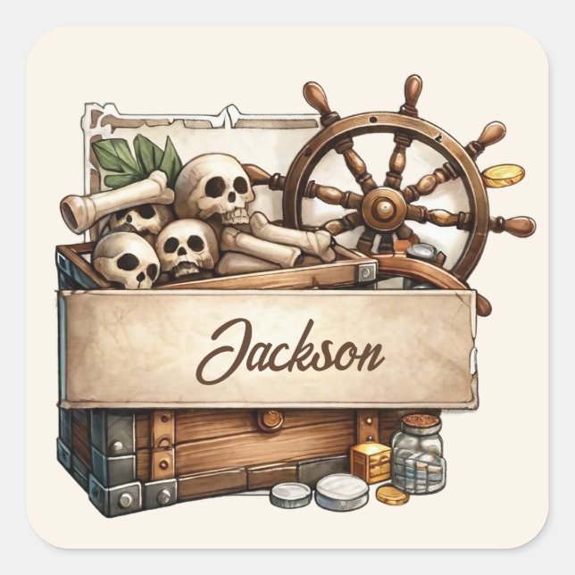 Customisable Pirate's Bounty Sticker - Personalise (Front)