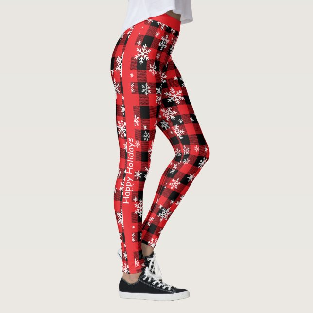 Customisable Plaid "Happy Holidays" Leggings (Right)
