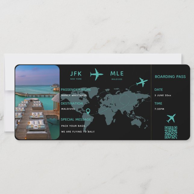 Customisable Plane Tickets | Boarding Pass Card (Front)