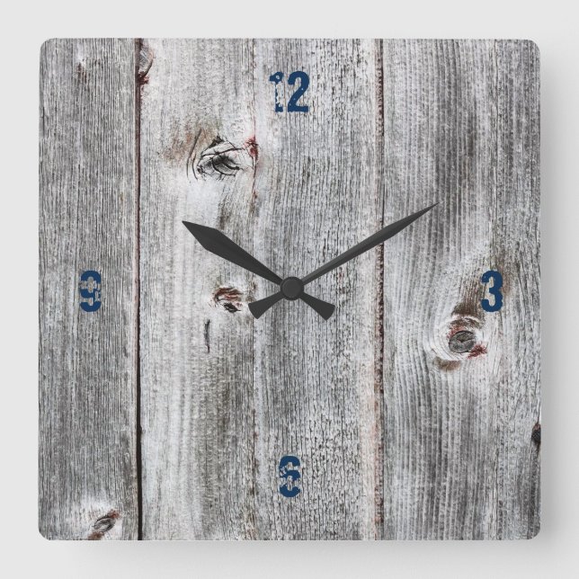 Customisable Plank Wood Paper Square Wall Clock (Front)