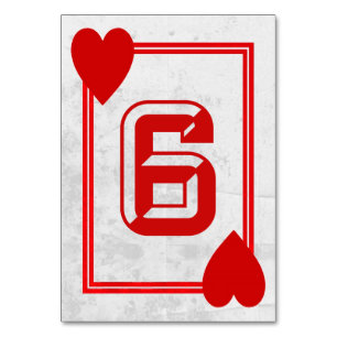 Customisable Playing Card Table Numbers (No.6)