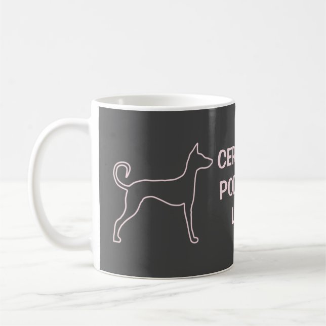 Customisable Podenco Dog Pink Silhouette  Coffee Mug (Left)