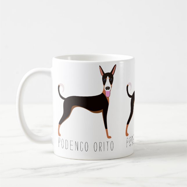 Customisable Podenco Orito Cartoon Dog Coffee Mug (Left)