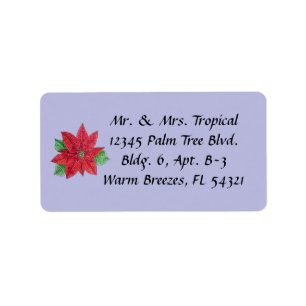 Customisable Poinsettia Address Labels - Lavender