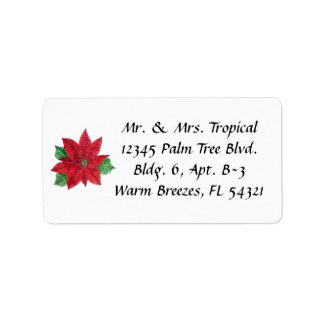 Customisable Poinsettia Address Labels - White