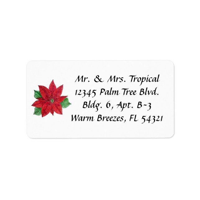 Customisable Poinsettia Address Labels - White (Front)