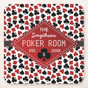 Customisable Poker Room Casino Square Paper Coaster