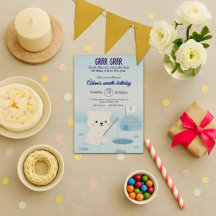 Customisable Polar Bear Birthday Invitation Card
