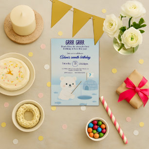 Customisable Polar Bear Birthday Invitation Card