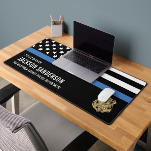 Customisable Police Department Officer Blue Line Desk Mat