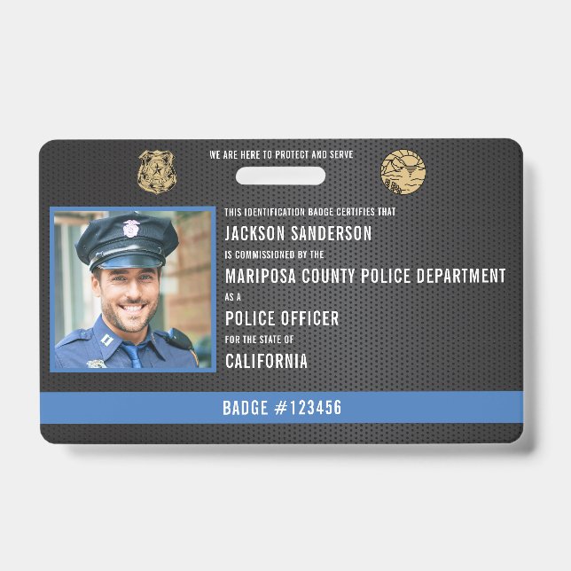 Customisable Police Officer Law Enforcement ID Badge (Front)