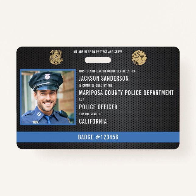Customisable Police Officer Law Enforcement ID ID Badge (Front)