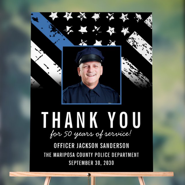 Customisable Police Retirement Photo Party Welcome Acrylic Sign (Neutral)