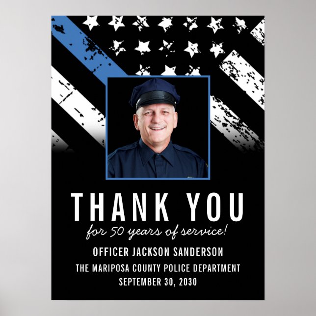 Customisable Police Retirement Photo Party Welcome Poster (Front)