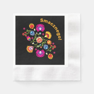 Customisable Polish folklore with pink flowers Napkin