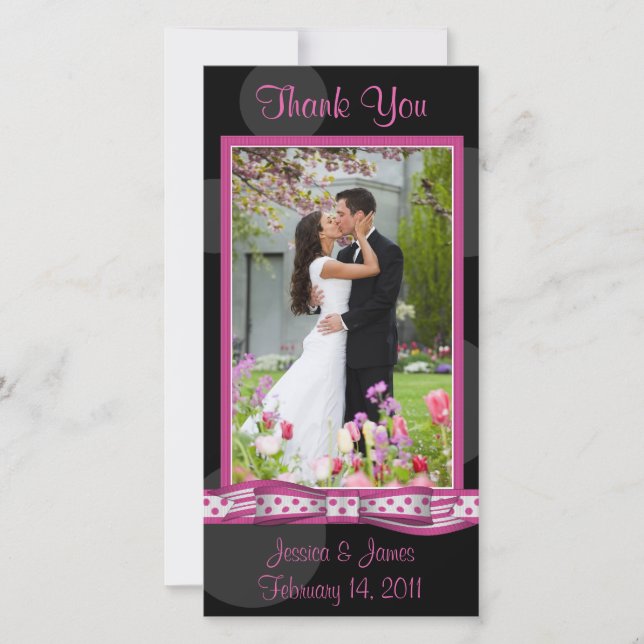 Customisable Polka Dot Photocard Thank You Card (Front)
