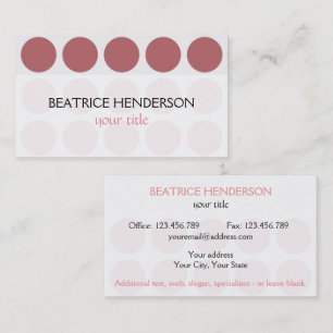 Customisable Polka Dots any Colour on White Business Card