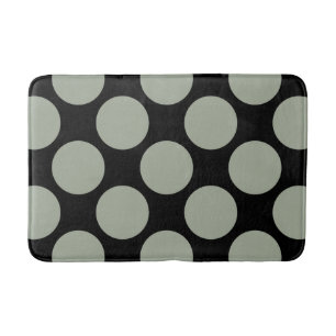 Customisable Polka Dots Pattern any Colour on Blac Bath Mat