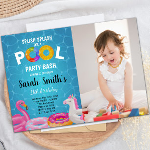 Customisable Pool Party Invitations for Kids