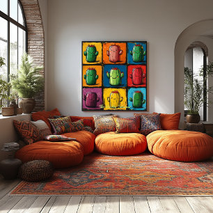 Customisable Pop Art Cactus Grid Wall Art