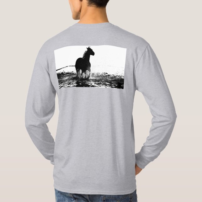 Customisable Pop Art Running Horse Template Grey T-Shirt (Back)