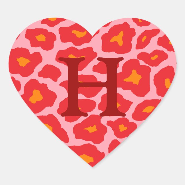 Customisable Pop Leopard Heart Sticker (Front)