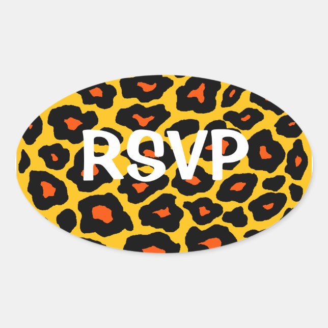 Customisable Pop Leopard Oval Sticker (Front)